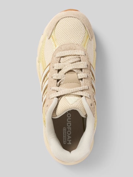 Produktfoto, Low Top Sneaker mit Velours-Optik-Details Modell 'TECHNOCHAOS 2000' van adidas Sportswear, multicolor, ronde neus, platte zool, logo applicatie, veters, textiel-mix, gestructureerde zool