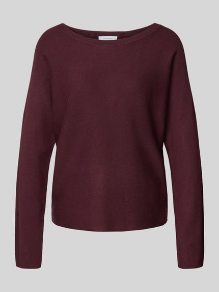 COMMA Sweter z dzianiny z okrągłym dekoltem Bordowy 2