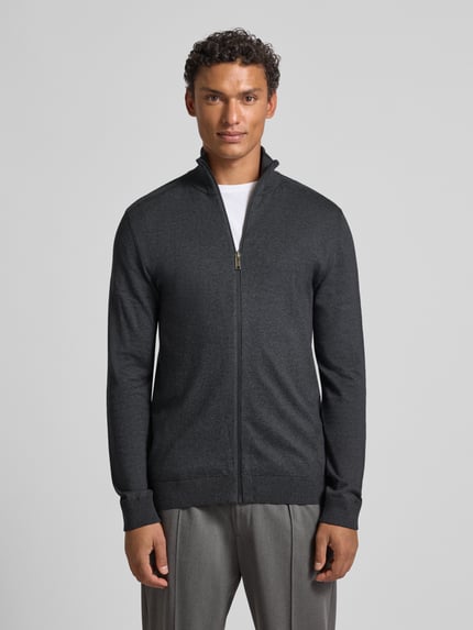 Selected Regular Fit Strickjacke aus reiner Baumwolle Modell 'BERG' Dunkelgrau 4