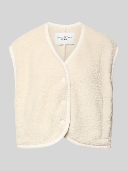 Boxy Fit Teddyfell-Weste mit Druckknopfleiste Shop The Look MANNEQUINE