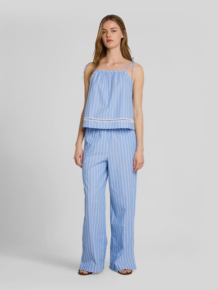 Tom Tailor Denim Wide Leg Hose aus reiner Baumwolle Bleu Melange 1