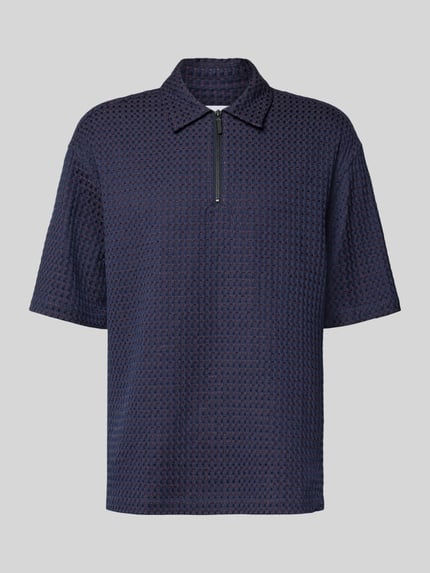 Les Deux Regular fit poloshirt met structuurmotief, model 'Lenny' Marineblauw - 2
