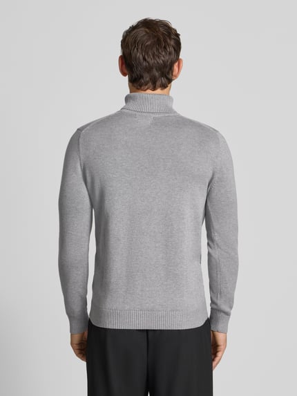 Christian Berg Men Sweter o kroju slim fit z mieszanki bawełny i wełny Jasnoszary melanż 5