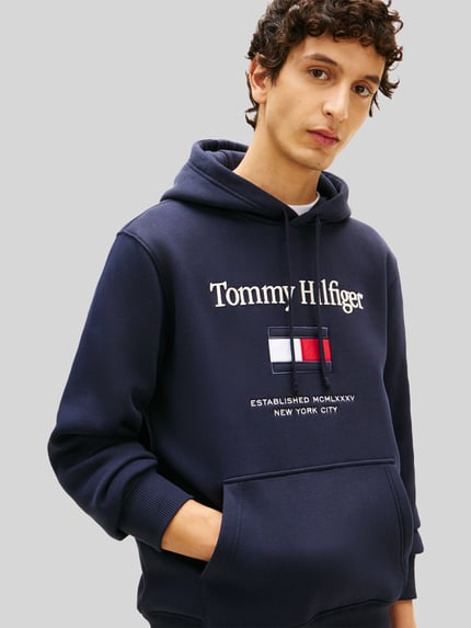 Tommy Hilfiger Regular fit hoodie van katoenmix Marineblauw - 3
