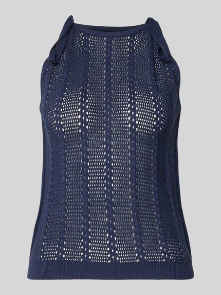Produktfoto, Relaxed Fit Trägertop aus katoenmix Modell 'LUX LIGHT' van Vero Moda, effen kleuren, ajourpatroon, ronde hals, rompzoom geribd, knitwear-structuur