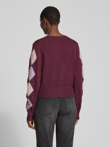 GUESS Regular Fit Strickjacke aus Baumwoll-Mix Modell 'GRACIE' Bordeaux 5