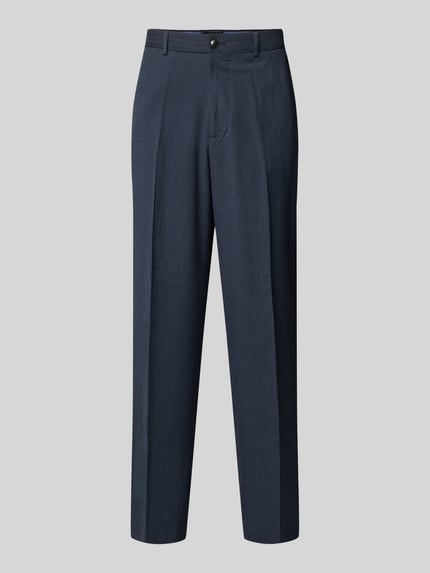 Scotch & Soda Straight fit stoffen broek met persplooien Donkerblauw - 2