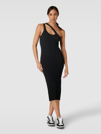 Tom Tailor Denim Knielange jurk met one shoulder-band Zwart - 1