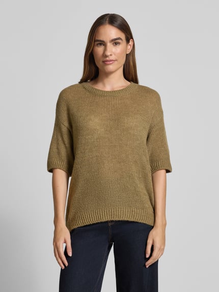 MORE & MORE Loose Fit Strickpullover mit Woll-Anteil Khaki 4