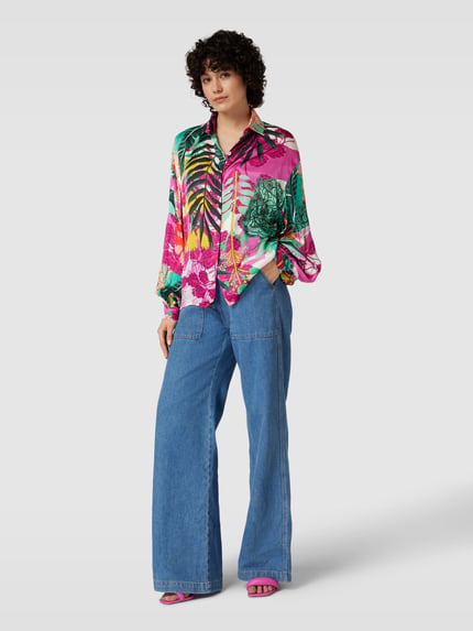 miss goodlife Bluse aus Viskose im Allover-Look Dunkelgruen 1