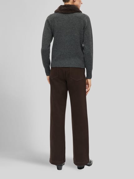 s.Oliver BLACK LABEL Regular fit gebreid jack met wol Antraciet - 4