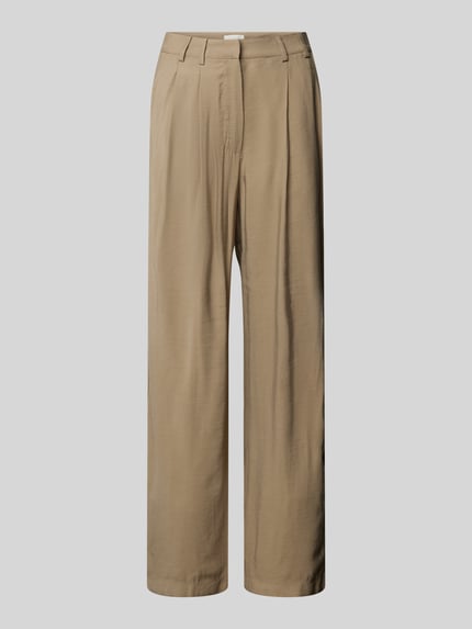 LeGer Wide leg stoffen broek met bandplooien model 'Draco' Beige - 2