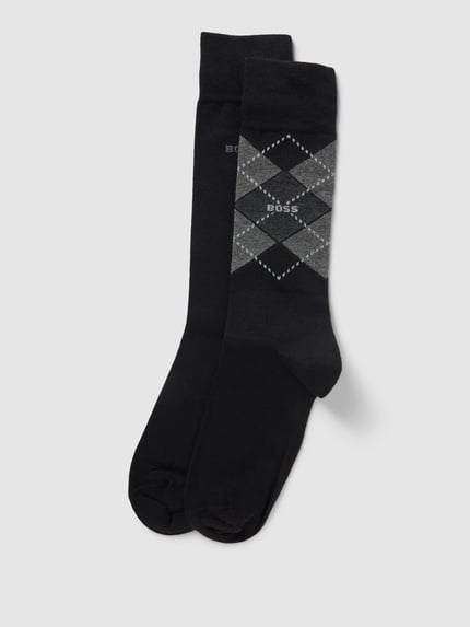 BOSS Socken aus Baumwoll-Mix im 2er-Pack Modell 'ARGYLE' Black 1