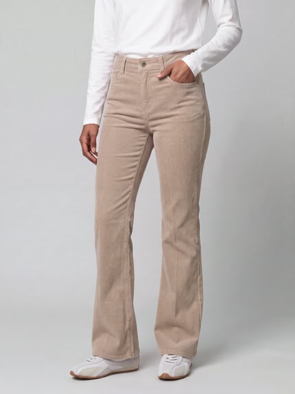 ANGELS Regular Fit Cordhose mit Label-Patch Modell 'Lara' Beige 4
