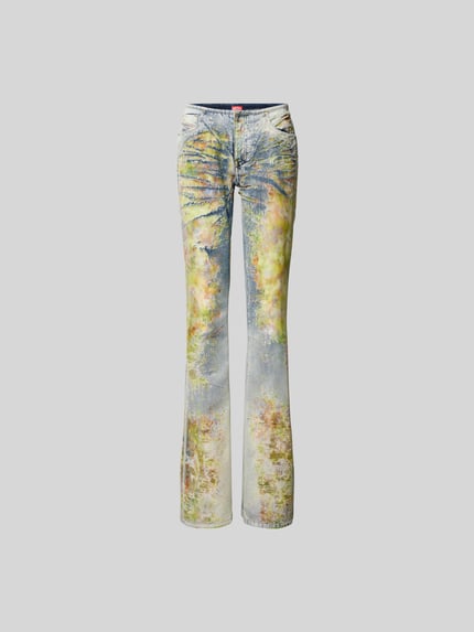 Diesel Flared Fit Jeans im Destroyed-Look Blau 2
