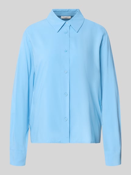 Produktfoto, Regular Fit Hemdbluse aus reiner Viskose van Marc O'Polo Denim, effen lichtblauw, lange mouwen, hemdkraag, enkele knopenrij.