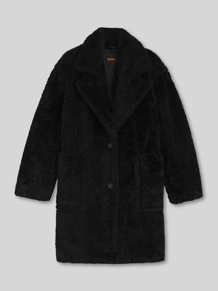 BOSS Orange Regular Fit Teddy-Mantel mit großen Taschen Modell 'CATEDY' Black 2