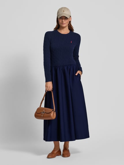 Polo Ralph Lauren Getailleerde midi-jurk van lanawolmix met kasjmier Marineblauw - 1