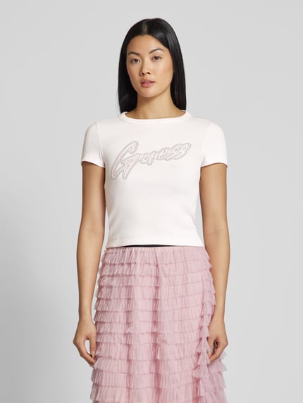 GUESS T-shirt met siersteentjes Roze - 4