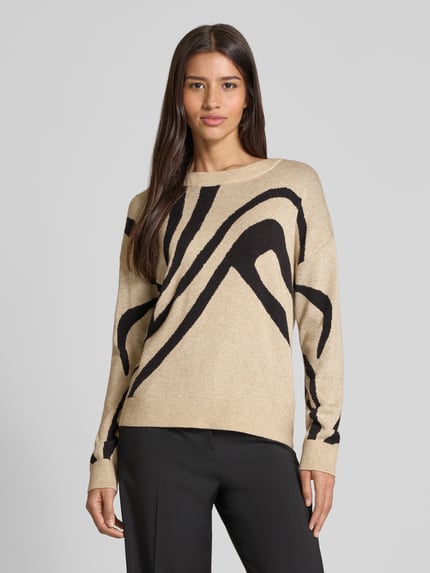 VILA Strickpullover aus Viskose-Mix mit Rundhalsausschnitt Beige 4
