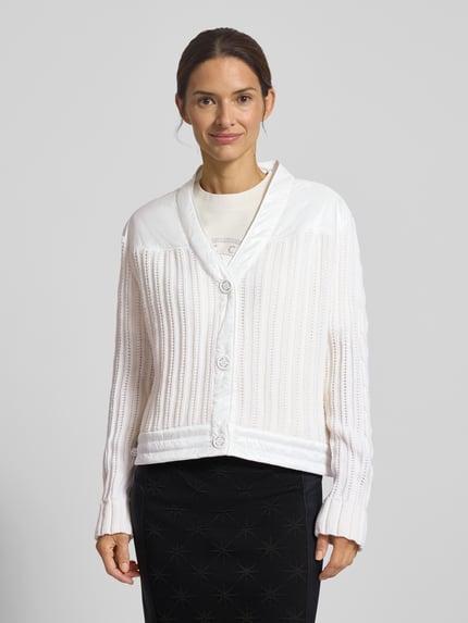 Marc Cain Regular Fit Strickjacke aus reiner Wolle Offwhite 4