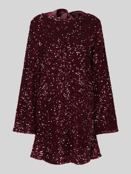 PIECES Paillettenkleid mit Rückenausschnitt Modell 'PCKAMMY' Bordeaux 2