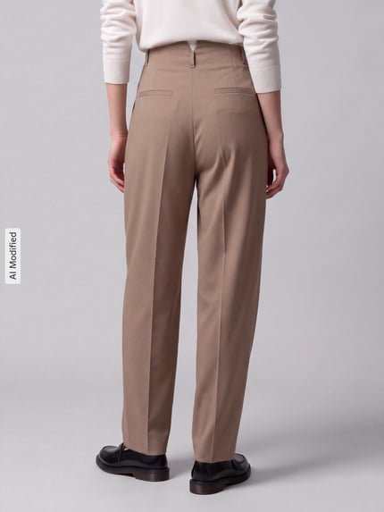 MAX&Co. barrel fit bandplooibroek met viscose, model 'BRUNO' Camel - 5