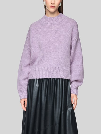 Marc Cain Pullover aus Wolle Alpaka mit Rippbündchen Purple 4