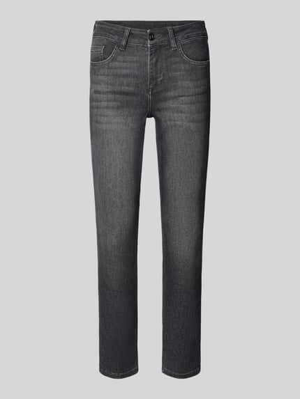 Produktfoto, Slim Fit jeans met katoen en lyocell, 5-pocketmodel, verkorte pasvorm, knoop- en ritssluiting, Model 'MONROE' van Liu Jo White, dames jeans