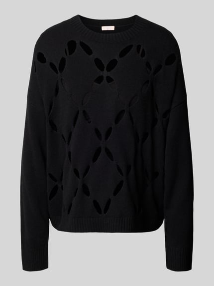 Liu Jo White Sweter wełniany o kroju oversized z czystej wełny lana Czarny 2
