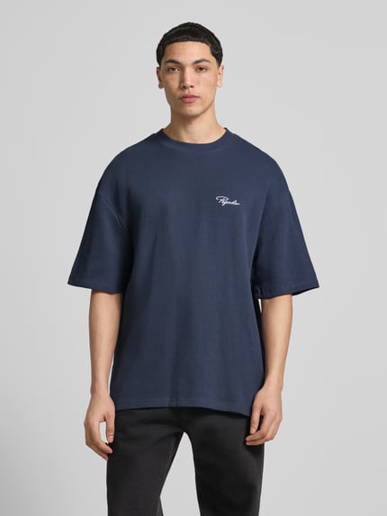 PEGADOR Oversized T-Shirt mit Strukturmuster Dunkelblau 4