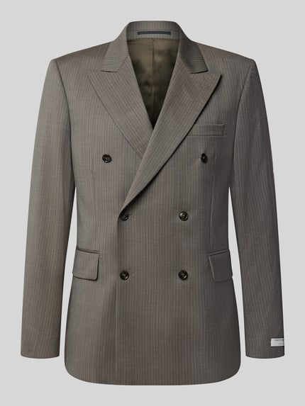 Productfoto, Sakko aus Wolle mit Label-Patch und Pattentaschen van Tiger of Sweden in grijs met fijne streep, regular fit, reverskraag, dubbele rij knopen, borstzakje en zijflapzakken