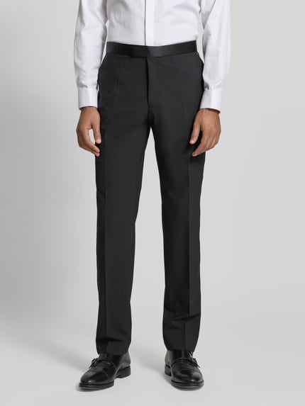 BOSS Regular fit pantalon van scheerwolmix, model 'LEON' Zwart - 4