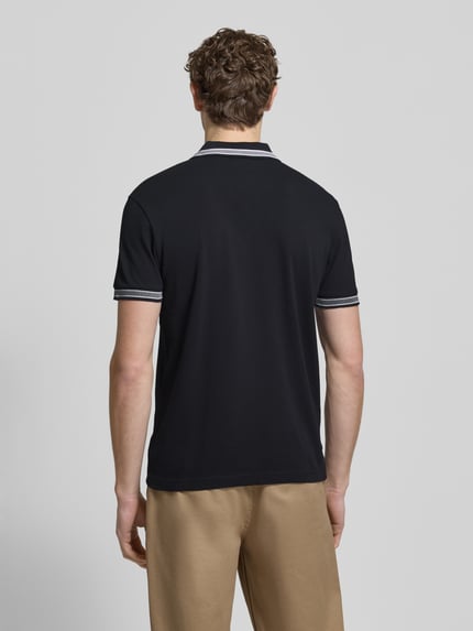 BOSS Green Regular fit poloshirt met labelstitching, model 'Paddy' Zwart - 5