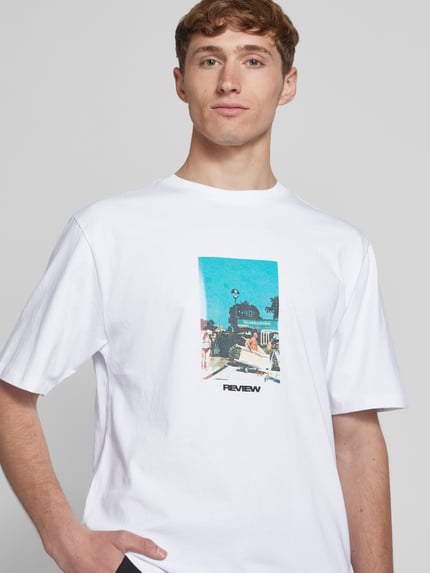 REVIEW Regular Fit T-Shirt aus Baumwoll-Viskose-Mix Weiss 3