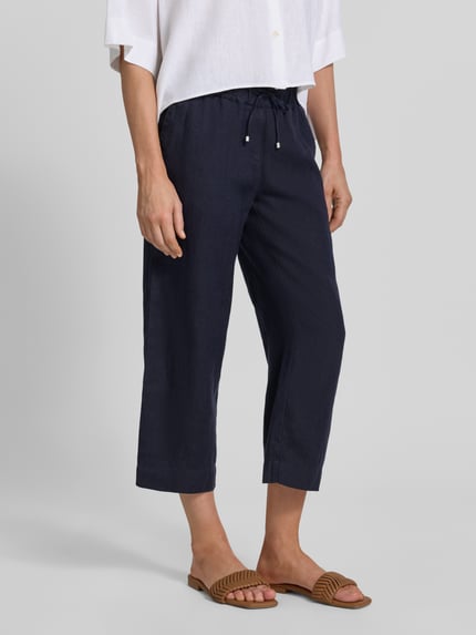 TONI Wide leg capribroek van linnen model 'PIA' Donkerblauw - 4