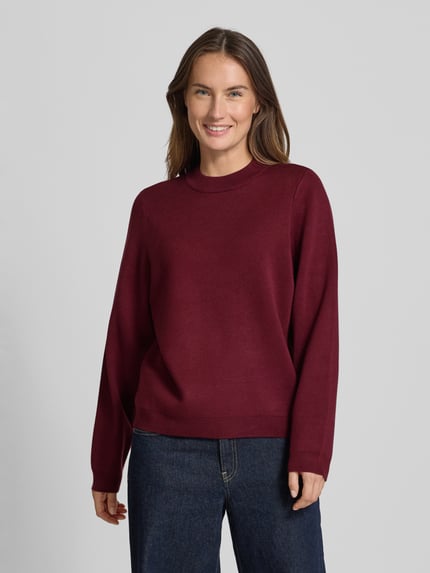 Jake*s Collection Strickpullover mit Rundhalsausschnitt Aubergine 4