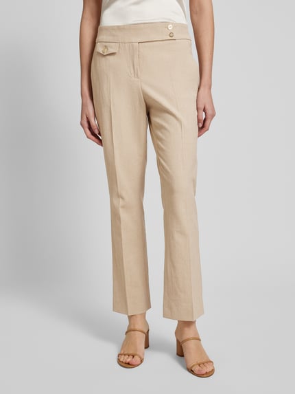 SEDUCTIVE Slim Fit Leinenhose mit Bügelfalten Modell 'INEZ' Beige 4
