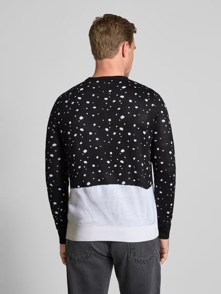 Lindbergh Strickpullover im Allover-Look mit Rundhalsausschnitt Black 5