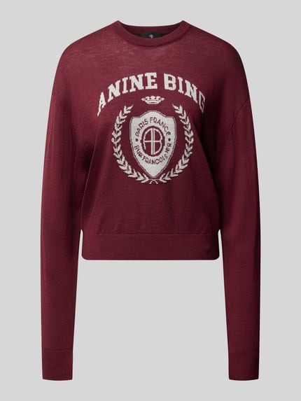 Anine Bing Sweatshirt mit Logo-Frontprint Modell 'MIA SWEATER' Kirsche Melange 2