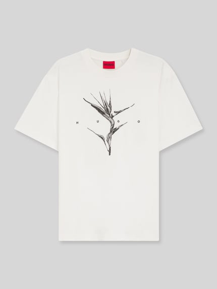 HUGO T-shirt o kroju relaxed fit z czystej bawełny model 'DARISE' Biały 2