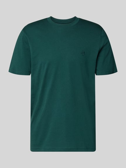 Produktfoto, Regular Fit T-Shirt mit Logo-Stitching von MCNEAL in Dunkelgrün aus Reine Baumwolle, Rundhalsausschnitt, Rückenlänge 70 cm bei Größe M