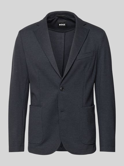 Produktfoto, Slim Fit Sakko mit Viskose-Anteil Modell 'P-HANRY-J-WG-PK-261F' von BOSS in Dunkelblau, unifarben, Reverskragen, Stretch-Material
