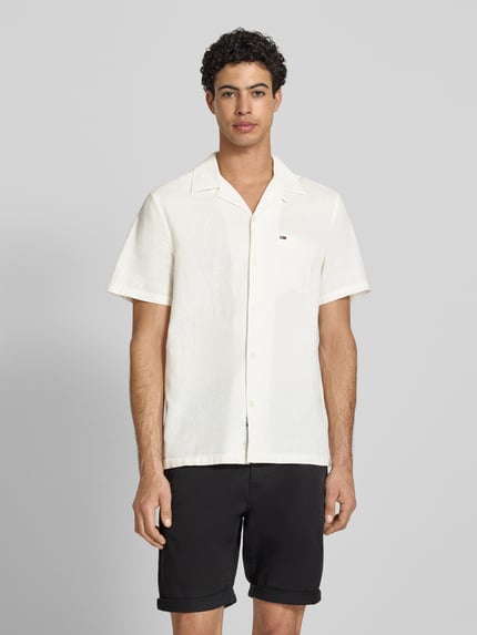 Tommy Jeans Regular Fit Freizeithemd aus Leinen-Baumwoll-Mix Offwhite 4