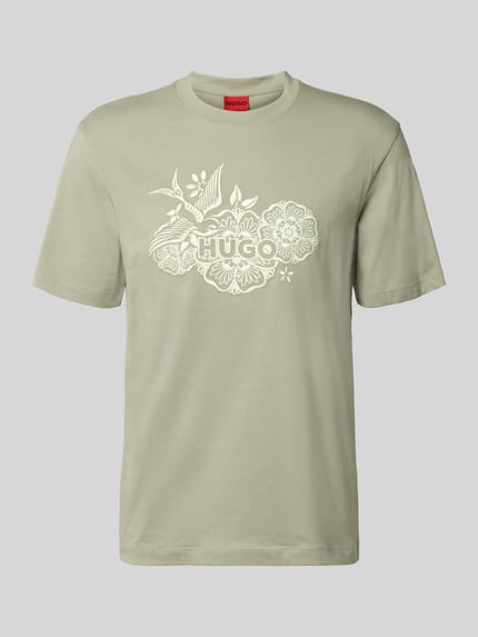 HUGO męski t-shirt o kroju regular fit z czystej bawełny model 'DANGEN' Miętowy 2