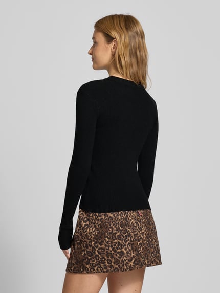 PIECES Slim fit gebreide pullover van viscosemix, model 'MIRA' Zwart - 5