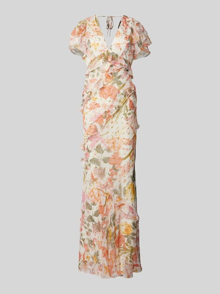 Lipsy Abendkleid mit Volants Ecru 2