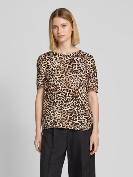 b.young Blouseshirt van viscose met ronde hals Model 'JOELLA' Middenbruin - 4
