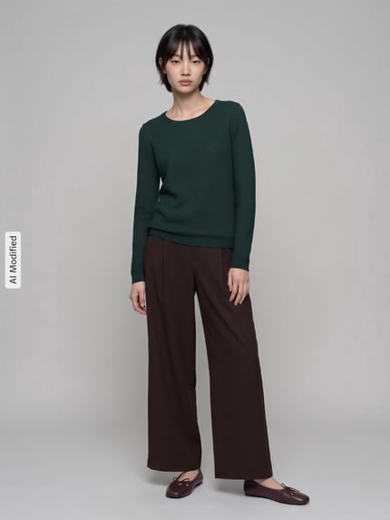 VERO MODA sweter w kroju regular fit z czystej bawełny model 'CARE' Ciemnozielony 1