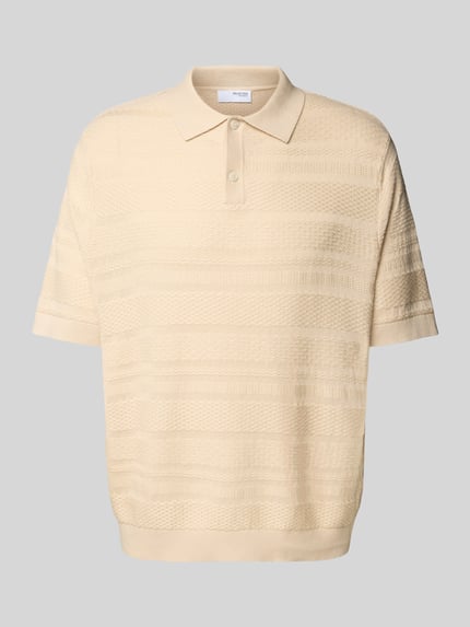 Selected Relaxed fit poloshirt van puur katoen, model 'FOAM' Beige - 2